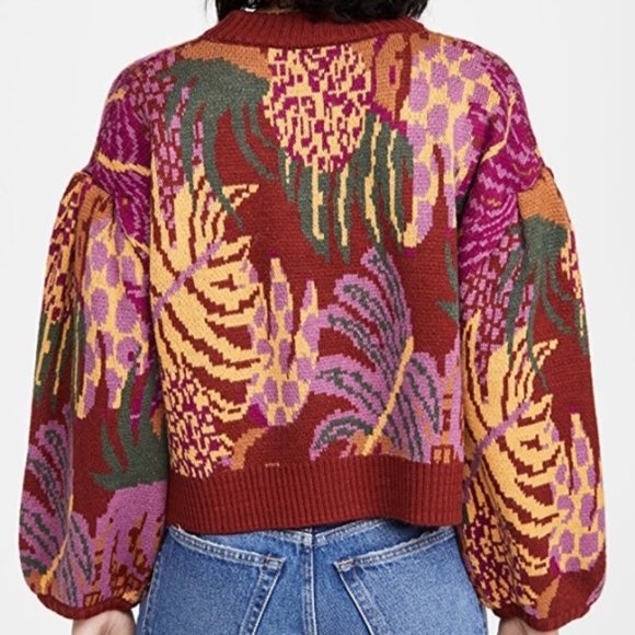 Farm Rio Jungle Print Sweater Twee Fall - Picture 5 of 11